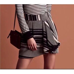 Marissa Webb Black and Cream Patterned Mini Skirt